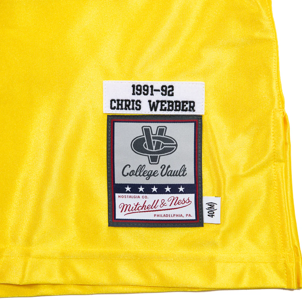 91-92 Michigan Chris Webber Authentic Jersey (Yellow) - Image 2