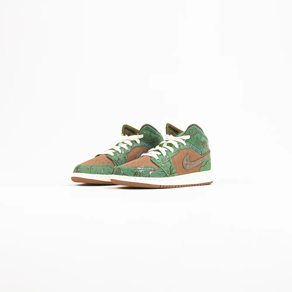Air Jordan 1 Mid SS (GS) (Archaeo Brown/Light Olive) - Image 2
