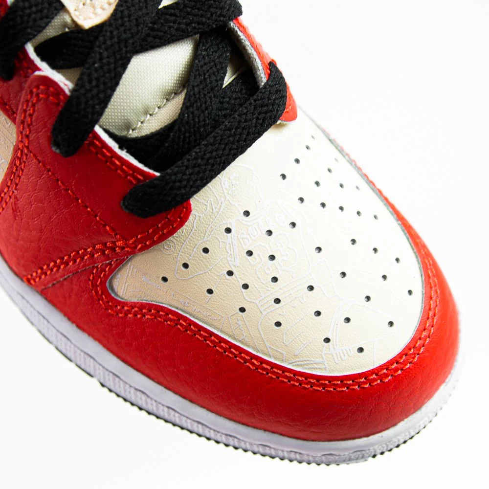 Air Jordan 1 Mid SS (GS) Muslin/Chile Red-Black-White - Image 5
