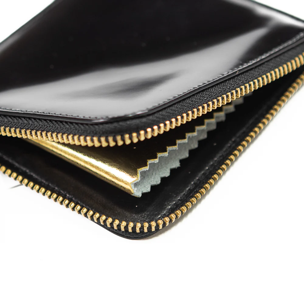 CDG Mirror Inside Zip Around Pouch (Black/Gold) - Image 2