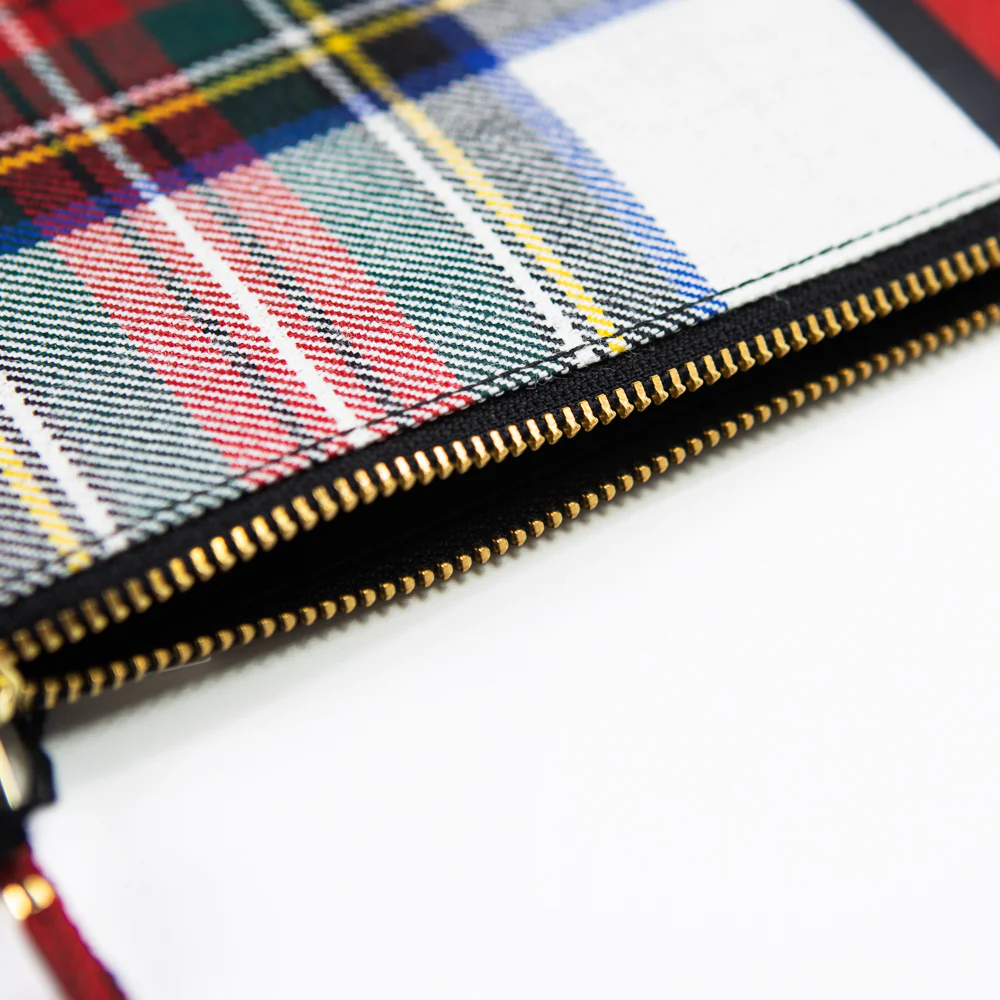 CDG Tartan Patchwork Large Zip Pouch (Red) - Image 2