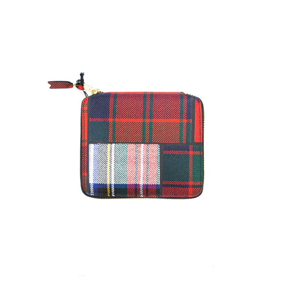 CDG Tartan Patchwork Zip Wallet (Red)