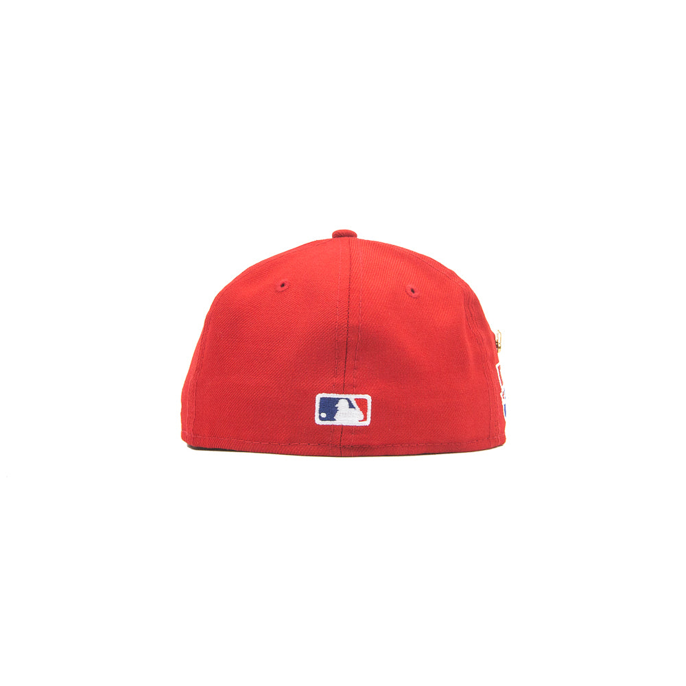 Cincinnati Reds 1975 World Series Logo History Fitted Cap (Red) - Image 2