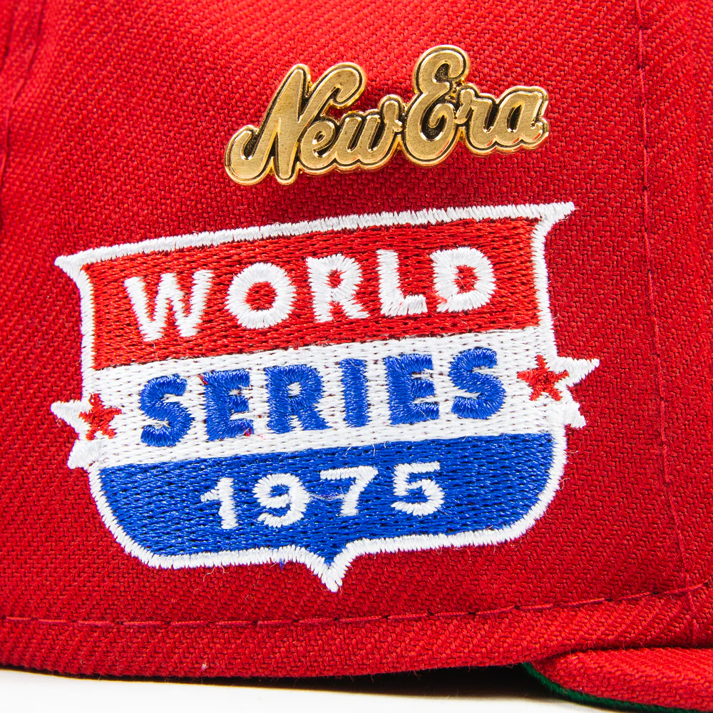 Cincinnati Reds 1975 World Series Logo History Fitted Cap (Red) - Image 3