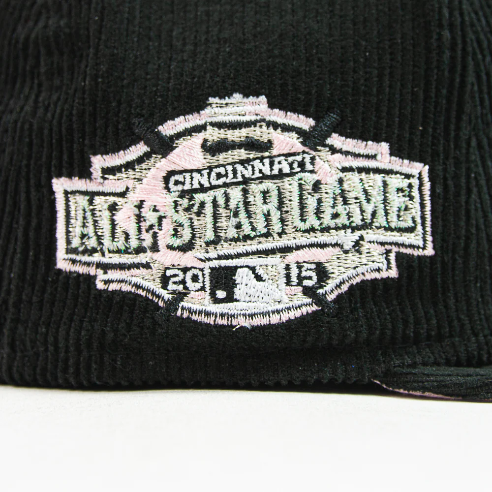 Cincinnati Reds 2015 All-Star Game Fitted Cap (Black Corduroy/Pink) - Image 2