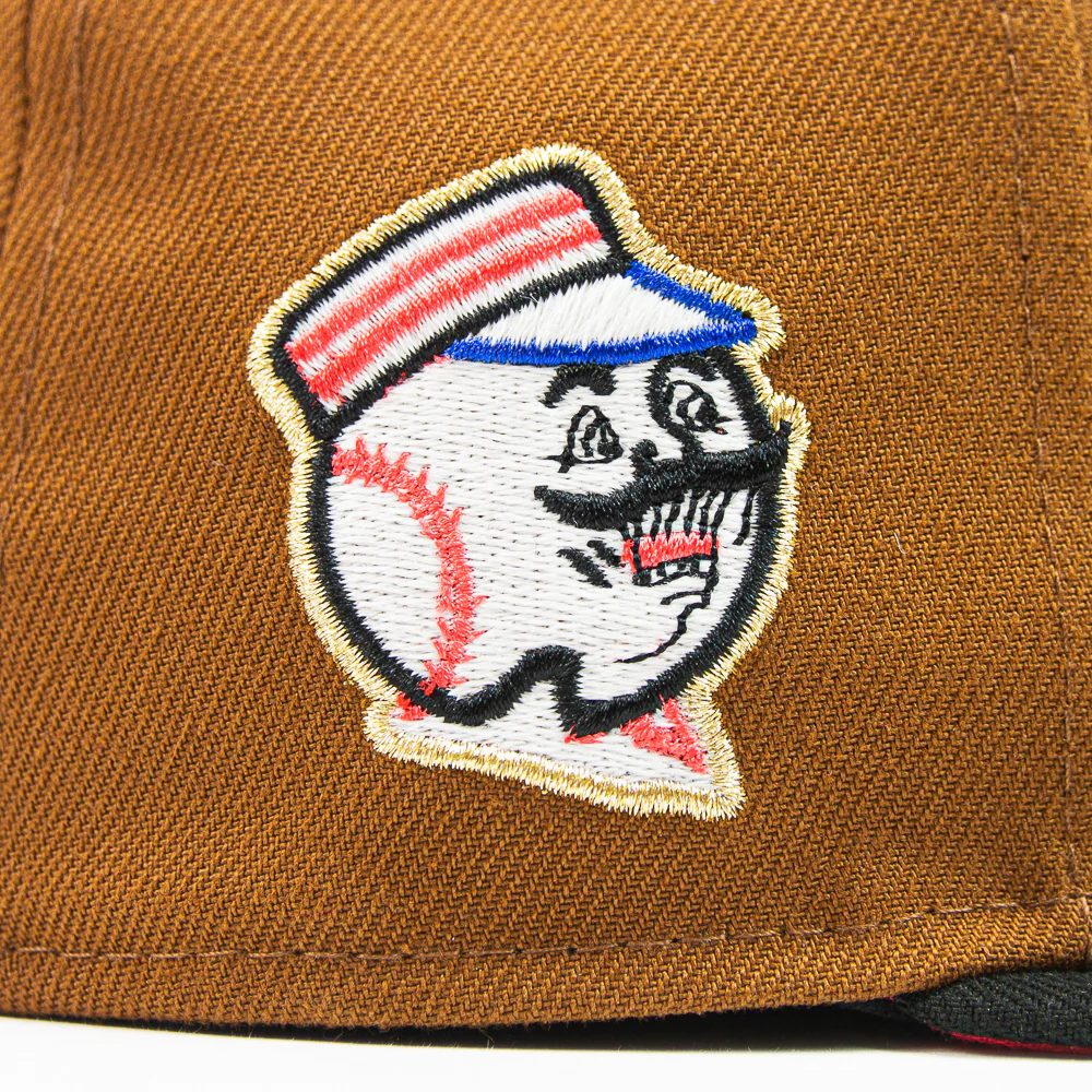 Cincinnati Reds Throwback Logo Fitted Cap (Brown/Black/Infrared) - Image 2