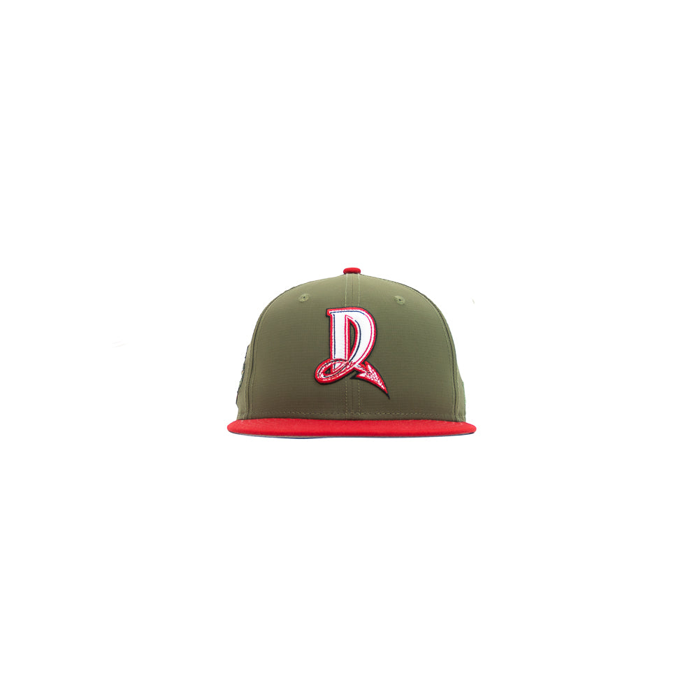 Dayton Dragons 20th Anniversary Fitted Cap (Olive Ripstop/ Red)