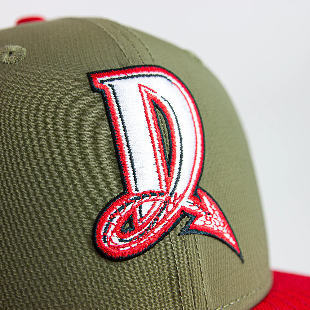 Dayton Dragons 20th Anniversary Fitted Cap (Olive Ripstop/ Red) - Image 5