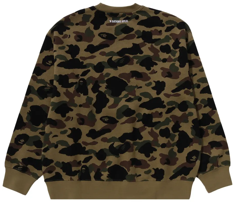 1ST CAMO JACQUARD COLLEGE RELAX FIT CREWNECK SWEATSHIRT (GREEN) - Image 2