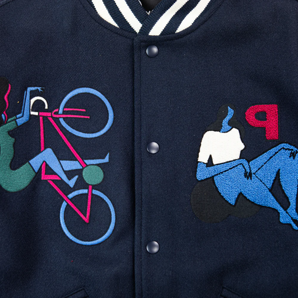 Run Sit & Bike Varsity Jacket (Navy Blue) - Image 2